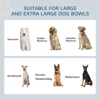 PawHut Elevated Dog Bowls with Slow Feeder Mat, Storage Cabinet, 3 Stainless Steel Bowls for Large & Extra Large Dogs, White(m-9)