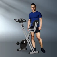Soozier Foldable Upright Training Exercise Bike Indoor Stationary X Bike with 8 Levels of Magnetic Resistance for Aerobic Exercise, Gray(m-10)