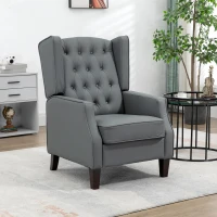 HOMCOM Faux Leather Armchair, Modern Accent Chair with Thick Padding for Living Room, Bedroom, Home Office, Grey(m-8)