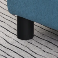 HOMCOM Ottoman Foot Rest, Small Foot Stool with Linen Fabric Upholstery and Plastic Legs, Cube Ottoman for Living Room, Blue(m-8)