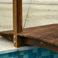 Outsunny 7.5' Fir Wood Garden Bridge Arc Walkway with Side Railings, Perfect for Backyards, Gardens, & Streams, Carbonized(m-10)