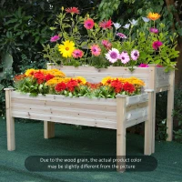 Outsunny Two-Tier Wooden Elevated Garden Bed with Legs, Large Capacity 45x45 Outdoor Planter for Vegetables, Flowers, and Herbs, Ideal for Gardeners, Natural(m-10)