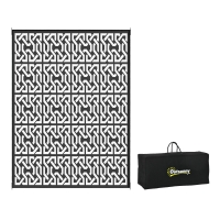 Outsunny Reversible Outdoor Rug Carpet RV Camping Rugs with Carry Bag, 9' x 12', Black & White Chain