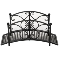 Outsunny Garden Bridge 3.3FT, Decorative Classic Backyard Pond Bridge with Safety Railings Black(m-6)