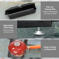 Outsunny 3 Burner Liquefied Gas Grill, Portable Tabletop BBQ Grill, for Camping, Picnic, Silver(m-7)