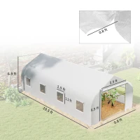 Outsunny 20' x 10' x 7' Tunnel Greenhouse Large Walk-In Warm House, Roll Up Door(m-3)