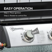 Outsunny 3 Burner Liquefied Gas Grill, Portable Tabletop BBQ Grill, for Camping, Picnic, Silver(m-5)