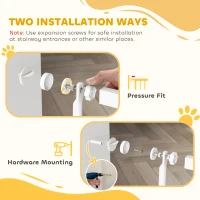 PawHut 59" Extra Tall Cat Gate, 30"-41" Pet Gate with 2.8" and 5.5" Extensions, for Doorway, Hallway, Stairway, White(m-6)