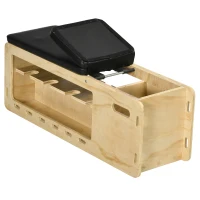 Soozier Wooden Workout Bench with Dumbbell Rack and Resistance Bands, Adjustable Incline Weight Bench for Home Gym(m-13)