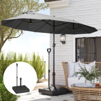 Outsunny Square Plastic Patio Umbrella Base with Adjustable Wheels, Handle, Outdoor Patio Umbrella Stand, Filled Up to 121lb with Stand, 99lb with Water for Garden Poolside, Black(m-9)