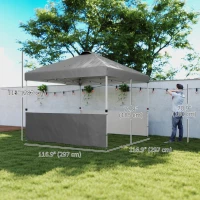 Outsunny 10' x 10' Pop Up Canopy Tent with 2 Half Sidewalls, UV50+ Height Adjustable Instant Sun Shelter, Dark Grey(m-3)