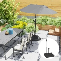 Outsunny Square Plastic Patio Umbrella Base with Adjustable Wheels, Handle, Outdoor Patio Umbrella Stand, Filled Up to 121lb with Stand, 99lb with Water for Garden Poolside, Black(m-8)