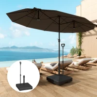 Outsunny Square Plastic Patio Umbrella Base with Adjustable Wheels, Handle, Outdoor Patio Umbrella Stand, Filled Up to 121lb with Stand, 99lb with Water for Garden Poolside, Black(m-1)