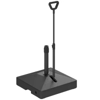 Outsunny Square Plastic Patio Umbrella Base with Adjustable Wheels, Handle, Outdoor Patio Umbrella Stand, Filled Up to 121lb with Stand, 99lb with Water for Garden Poolside, Black(m-2)