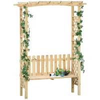 Outsunny Outdoor Garden Bench Arch Pergola with Natural Fir Wood Build, Protective Varnish, & 2 Person Ergonomic Bench(m-11)