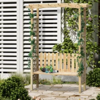 Outsunny Outdoor Garden Bench Arch Pergola with Natural Fir Wood Build, Protective Varnish, & 2 Person Ergonomic Bench(m-10)