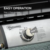 Outsunny 2 Burner Liquefied Gas Grill, Portable Tabletop BBQ Grill, for Camping, Picnic, Silver(m-5)