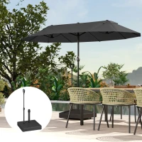 Outsunny Square Plastic Patio Umbrella Base with Adjustable Wheels, Handle, Outdoor Patio Umbrella Stand, Filled Up to 121lb with Stand, 99lb with Water for Garden Poolside, Black(m-10)