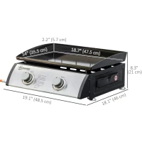 Outsunny 2 Burner Liquefied Gas Grill, Portable Tabletop BBQ Grill, for Camping, Picnic, Silver(m-3)