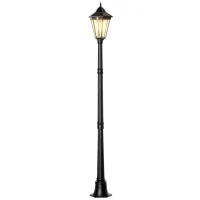 Outsunny 76.5" Solar Lamp Post Light, Dusk to Dawn Vintage Style Street Light, Aluminum Solar Powdered Lamp, PIR Motion Sensor for Garden, Lawn, Pathway, Driveway, Black(m-14)