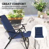 Outsunny Set of 2 Outdoor Folding Chairs with Adjustable Backrest, Padded Camping Chairs for Outdoor Events, Blue(m-7)