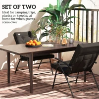 Outsunny Set of 2 Outdoor Folding Chairs with Adjustable Backrest, Padded Camping Chairs for Outdoor Events, Black(m-5)