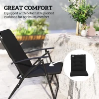 Outsunny Set of 2 Outdoor Folding Chairs with Adjustable Backrest, Padded Camping Chairs for Outdoor Events, Black(m-7)
