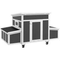 PawHut Wooden Chicken Coop with Nesting Box for 6 Chickens, Dark Gray(m-1)