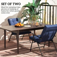 Outsunny Set of 2 Outdoor Folding Chairs with Adjustable Backrest, Padded Camping Chairs for Outdoor Events, Blue(m-4)