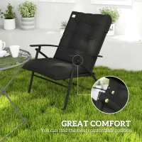 Outsunny Set of 2 Outdoor Folding Chairs with Adjustable Backrest, Padded Camping Chairs for Outdoor Events, Black(m-6)