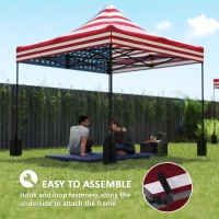 Outsunny 10' x 10' Replacement Canopy Top for Pop Up Canopy Tent with 4 Sand Bags, UPF50+ Protection, American Flag(m-6)