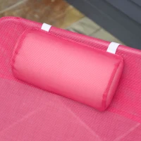 Outsunny Outdoor Lounge Chair, Portable Reclining Seat, Folding Chaise Lounge, Tanning Chair Bed with Pillow, Pink(m-9)