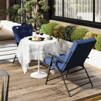 Outsunny Set of 2 Outdoor Folding Chairs with Adjustable Backrest, Padded Camping Chairs for Outdoor Events, Blue(m-8)