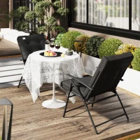 Outsunny Set of 2 Outdoor Folding Chairs with Adjustable Backrest, Padded Camping Chairs for Outdoor Events, Black(m-8)