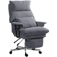 HOMCOM Executive Office Chair with Lumbar Support, Footrest, High Back Reclining Overstuffed Desk Chair with, Gray(m-1)