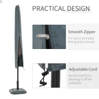 Outsunny Parasol Cover, Patio Cantilever Cover, Banana Umbrella Cover with Zipper, Grey(m-5)