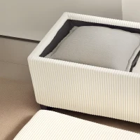 HOMCOM 44 Inches Ottoman with Storage, Lid, Legs, Corduroy End of Bed Bench for Living Room, Bedroom, Entryway, Beige(m-10)
