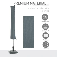 Outsunny Parasol Cover, Patio Cantilever Cover, Banana Umbrella Cover with Zipper, Grey(m-4)