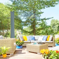 Outsunny Parasol Cover, Patio Cantilever Cover, Banana Umbrella Cover with Zipper, Grey(m-1)