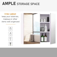 HOMCOM Wall Mount Mirrored Medicine Cabinet, Bathroom Mirror Cabinet with Adjustable Shelf, Double Soft Closing Doors, Light Lilac(m-6)