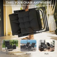 Outsunny Folding Garden Chairs Set of 2, Reclining Zero Gravity Chair, Sun Lounger with Cushion and Headrest, Black(m-5)