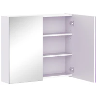 HOMCOM Wall Mount Mirrored Medicine Cabinet, Bathroom Mirror Cabinet with Adjustable Shelf, Double Soft Closing Doors, Light Lilac(m-10)