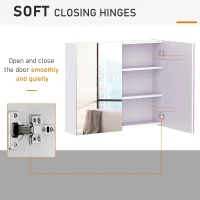 HOMCOM Wall Mount Mirrored Medicine Cabinet, Bathroom Mirror Cabinet with Adjustable Shelf, Double Soft Closing Doors, Light Lilac(m-5)