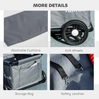 PawHut 4 Wheels Folding Lightweight Pet Stroller with Universal Handle Rod, Storage Bag, Washable Cushion for Miniature Dogs(m-7)
