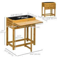 Outsunny Raised Garden Bed with Folding Side Table, Elevated Wood Planter Box for Flowers and Vegetables, Use for Patio, Balcony(m-3)