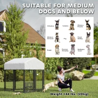 PawHut Welded Wire Outdoor Dog Kennel with 360° Rotating & 4 Levels Adjustable Bowls, Waterproof Cover, 3.9' x 3.9' x 4.5'(m-9)