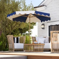 Outsunny 9FT Patio Umbrella with 8 Ribs, Crank & Tilt, UPF 50+ for Garden, Deck, Poolside, Mixed Colour(m-8)