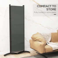 Outsunny 6 Panel Folding Room Divider, UV30+ Privacy Screen, Indoor Outdoor Privacy Panel with Stable Base, Dark Grey(m-7)