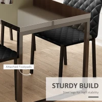 HOMCOM Modern Dining Chairs Set of 4, Upholstered Faux Leather Kitchen Chairs with Rhombic Tufting and Metal Legs for Living Room, Black(m-4)