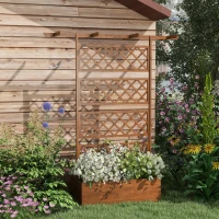 Outsunny Wooden Planter with Trellis Privacy Screen, Raised Garden Bed to Grow Vegetables, Herbs and Flowers, Orange(m-8)
